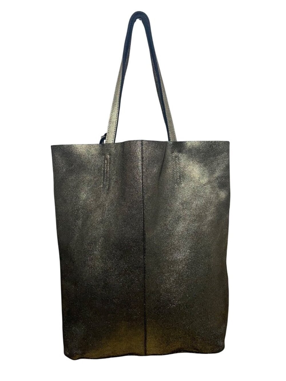 Merona Women’s Metallic Genuine Leather Double Handles Gold Tag Detail Tote Bag - Picture 3 of 14